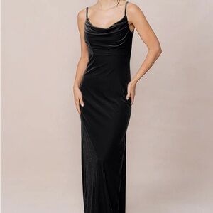 Revelry Black Maxi Velvet Dress with Cowl Neck